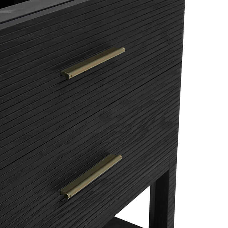 Lucian 36 Inch Double Vanity in Carbon Oak With Champagne Brass Hardware