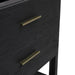 Lucian 36 Inch Single Vanity in Carbon Oak Corner View Champagne Brass Hardware
