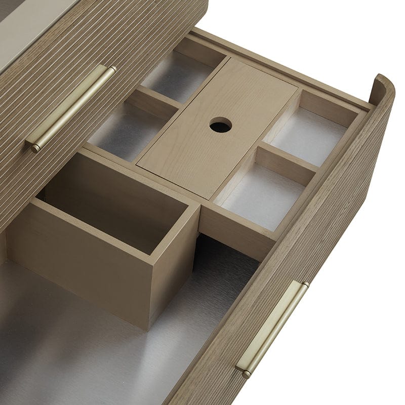 Lucian 36 Inch Single Vanity in Pebble Oak Drawer Boxes Feature English Dovetail Joinery