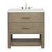 Lucian 36 Inch Single Vanity in Pebble Oak With White Zeus Silestone Widespread Top