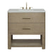 Lucian 36" Single Vanity in Pebble Oak With Victorian Silver Silestone Widespread Top