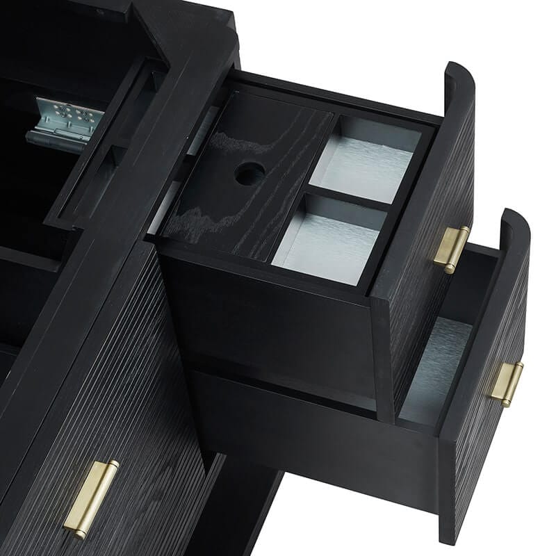 Lucian 48 Inch Single Vanity in Carbon Oak Drawer Boxes Feature English Dovetail Joinery