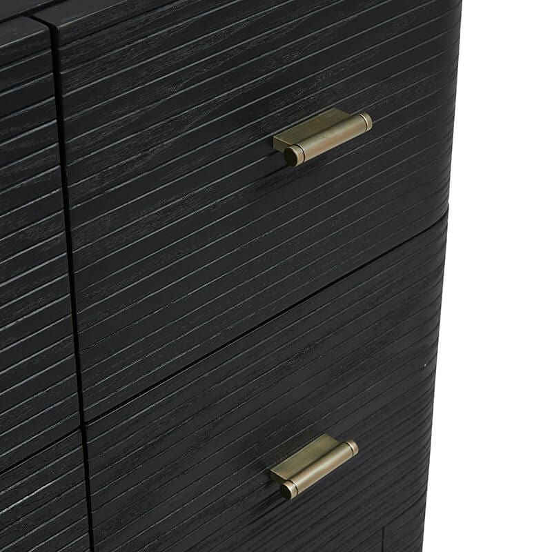 Lucian 48 Inch Single Vanity in Carbon Oak Top View Open Drawers