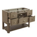 Lucian 48 Inch Single Vanity in Pebble Oak Corner View Open Drawers