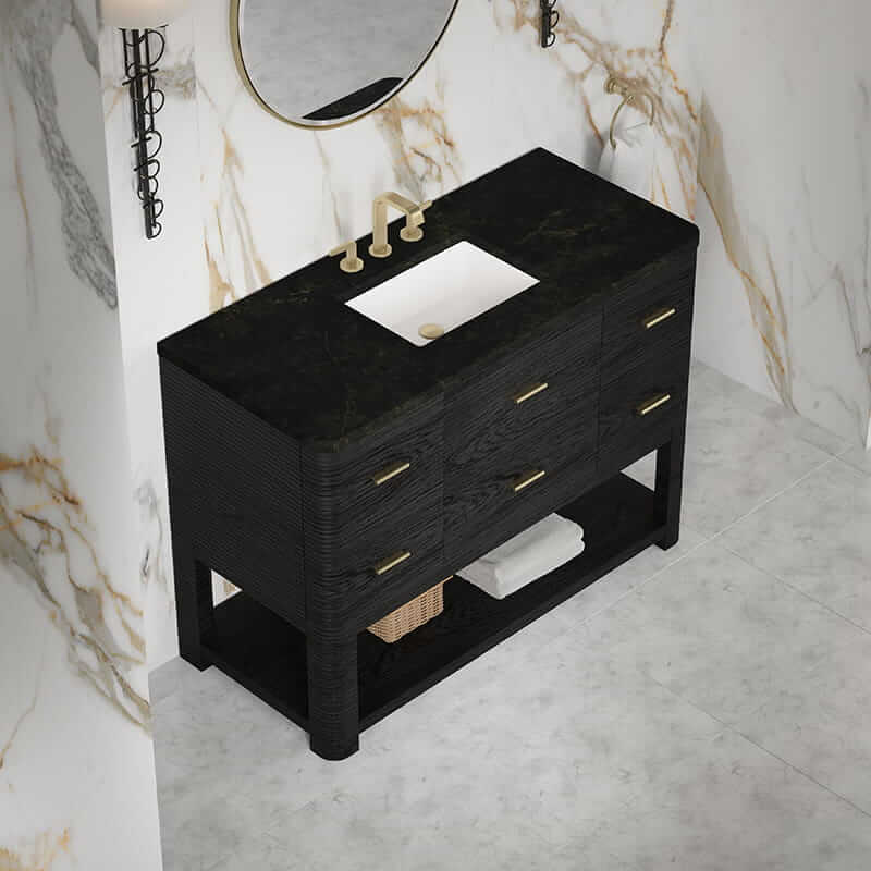 Lucian 48" Single Vanity in Carbon Oak With Phantome Eclos Widespread Top
