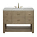 Lucian 48" Single Vanity in Pebble Oak With Victorian Silver Silestone Widespread Top