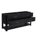 Lucian 72" Double Vanity in Carbon Oak Corner View Open Drawers