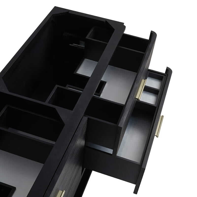 Lucian 72" Double Vanity in Carbon Oak With One Removable Drawer Organizer in Solid Ash