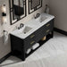 Lucian 72" Double Vanity in Carbon Oak With White Zeus Silestone Widespread Top