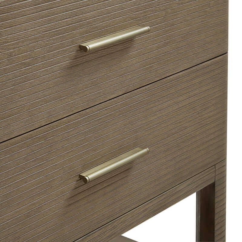Lucian 72" Double Vanity in Pebble Oak With Champagne Brass Hardware