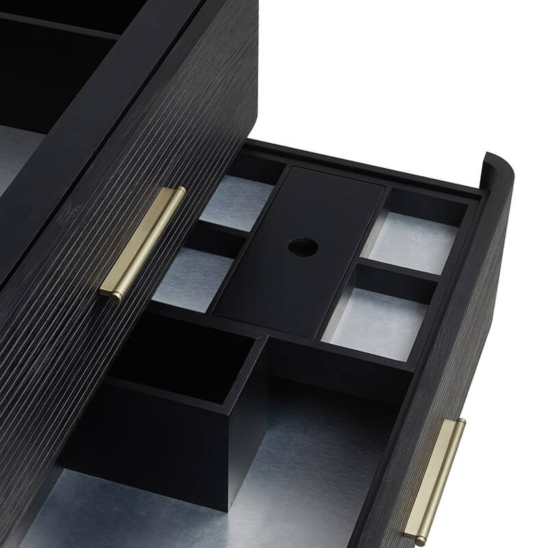 Lucian 72 Inch Double Vanity in Carbon Oak Drawer Boxes Feature English Dovetail Joinery