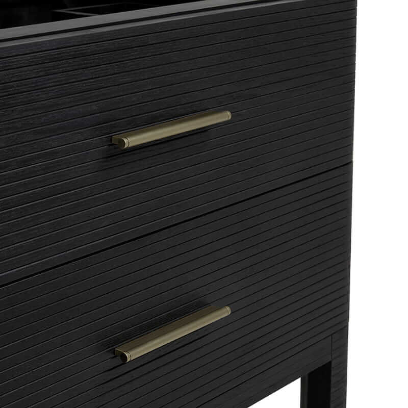 Lucian 72 Inch Double Vanity in Carbon Oak With Champagne Brass Hardware
