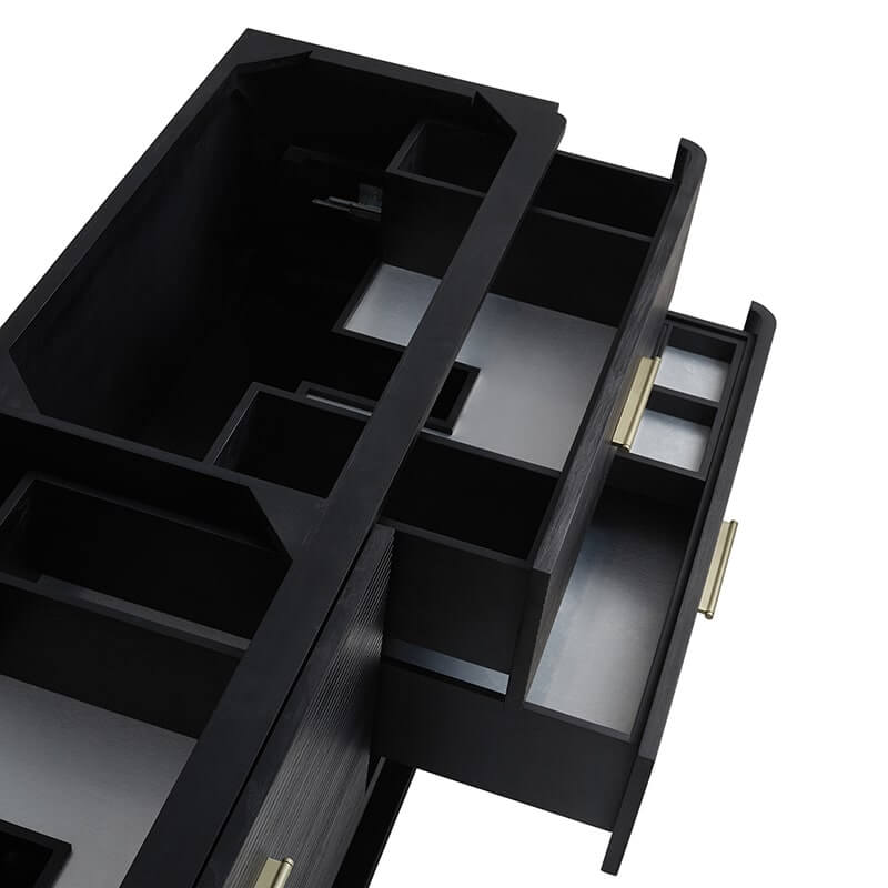 Lucian 72 Inch Double Vanity in Carbon Oak With Lower Console Style Shelf