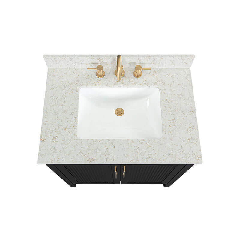 Luka 30 inch Single Vanity Black Oak in Alluring Quartz