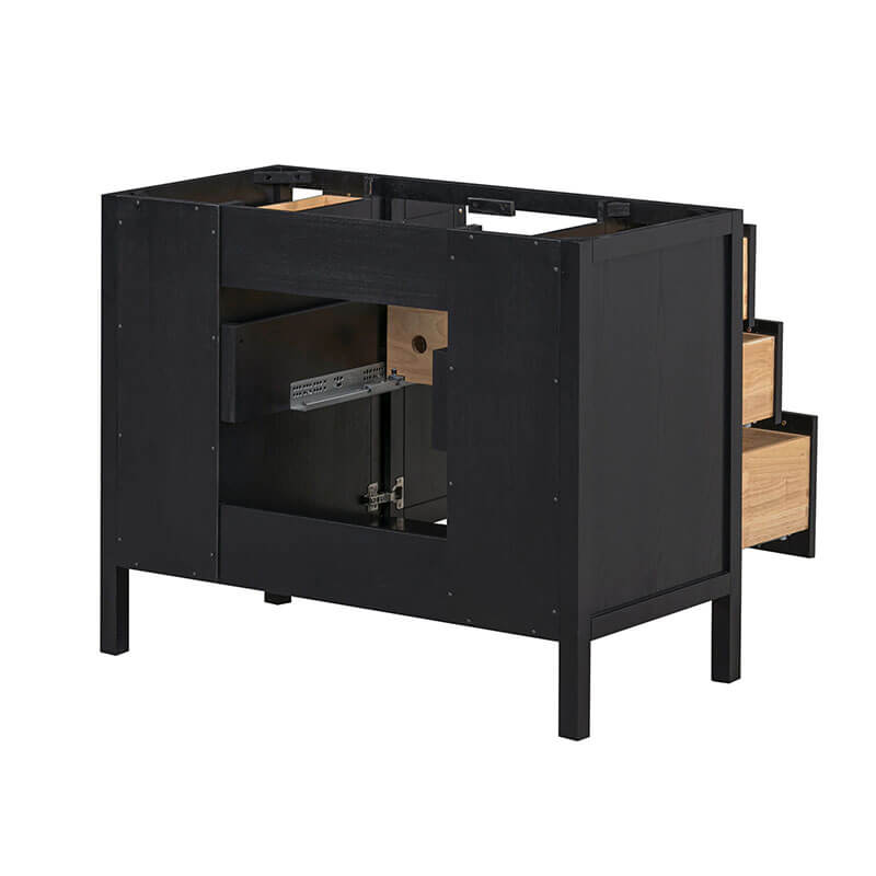 Luka 42 inch Single Vanity Black Oak Cabinet Only Back View