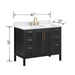 Luka 42 inch Single Vanity Black Oak in Cala White Engineered Stone Dimension