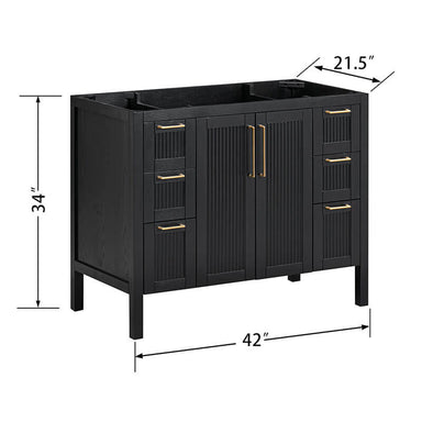 Luka 42 Single Vanity Black Oak Cabinet Only Dimension