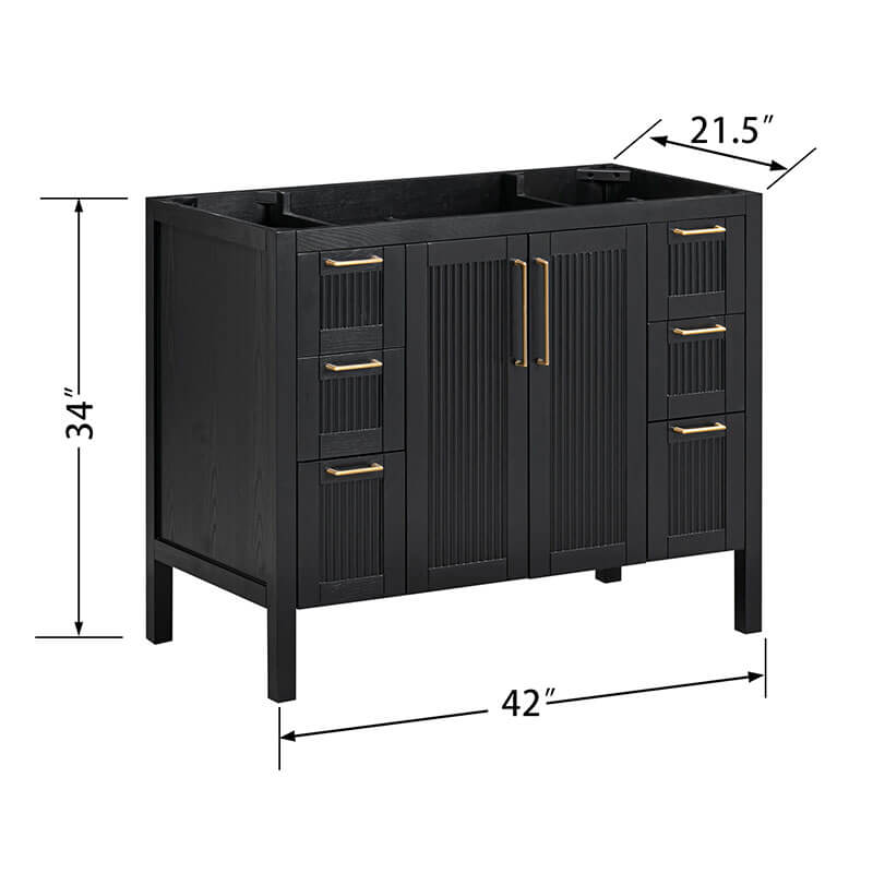 Luka 42 Single Vanity Black Oak Cabinet Only Dimension