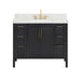 Luka 42 Single Vanity Black Oak in Alluring Quartz Front View