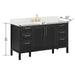 Luka 60 Single Vanity Black Oak in Alluring Quartz Dimension