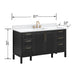 Luka 60 Single Vanity Black Oak in Cala White Engineered Stone Dimension