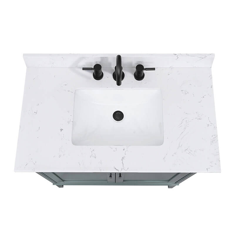 Madison 36 inch Single Vanity Smoke Green in Cala White Engineered Stone