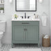 Madison 36 inch Single Vanity Smoke Green in Carrara White Marble Front View