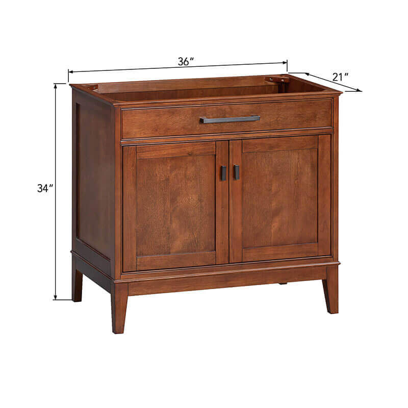 Madison 36 inch Single Vanity Tobacco Cabinet Only Dimension