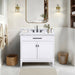 Madison 36 inch Single Vanity White in Carrara White Marble Front View