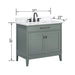 Madison 36 Single Vanity Smoke Green in Cala White Engineered Stone Dimension