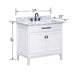 Madison 36 Single Vanity White in Carrara White Marble Dimension