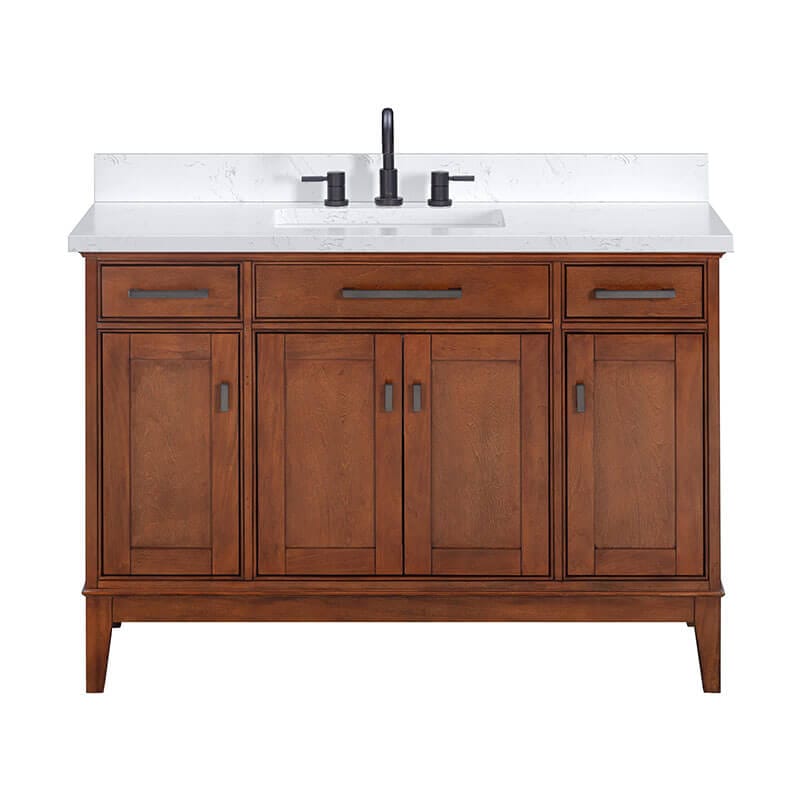 Madison 48 Double Vanity Tobacco in Cala White Engineered Stone Front View