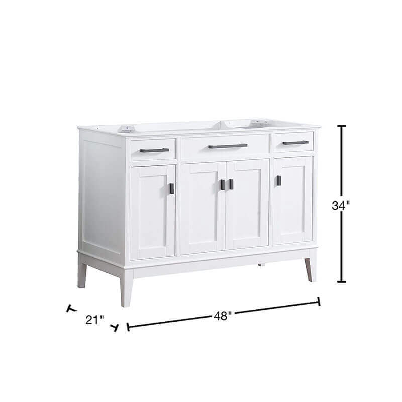 Madison 48 Double Vanity White Cabinet Only Dimension