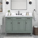 Madison 48 Inch Double Vanity Smoke Green in Cala White Engineered Stone Front View