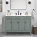Madison 48 Inch Double Vanity Smoke Green in Carrara White Marble Front View