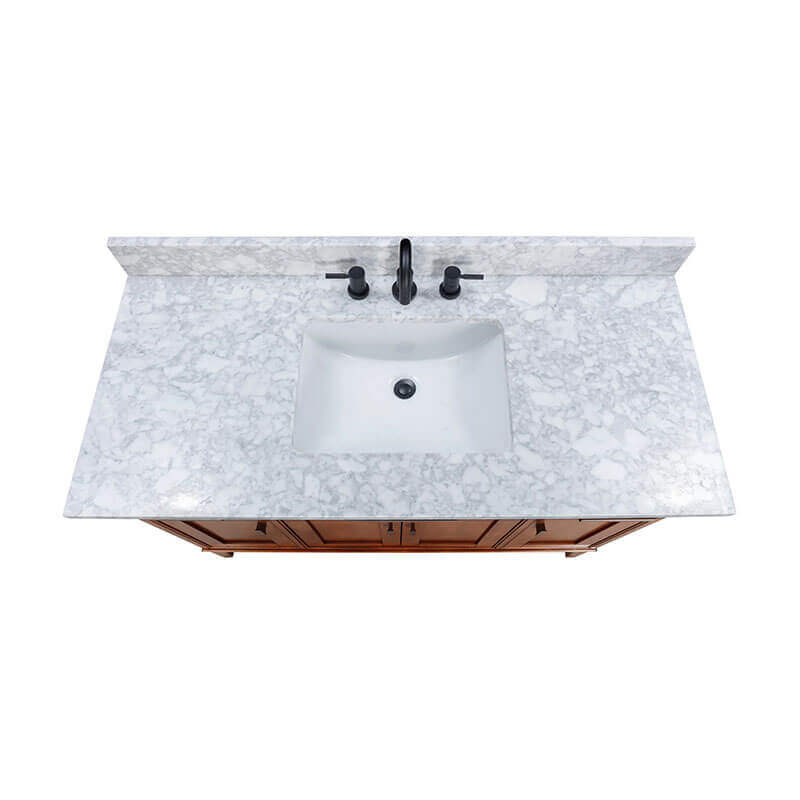 Madison 48 Inch Double Vanity Tobacco in Carrara White Marble
