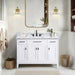 Madison 48 Inch Single Vanity White in Carrara White Marble Front View