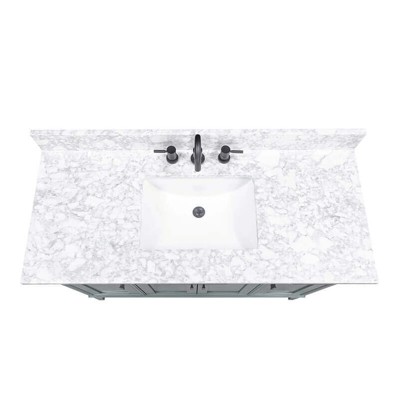 Madison 48 Single Vanity Smoke Green in Carrara White Marble