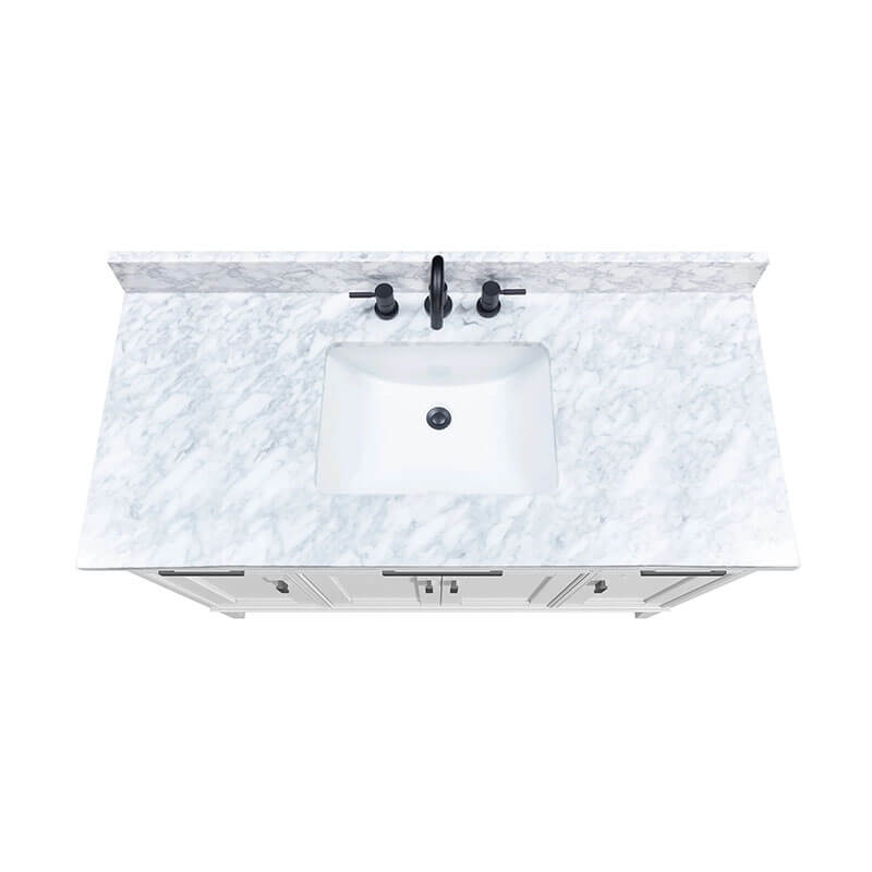 Madison 48 Single Vanity White in Carrara White Marble