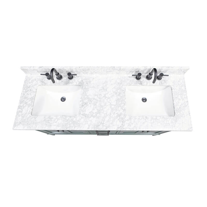 Madison 60 inch Single Vanity Smoke Green Carrara White Marble