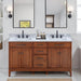 Madison 60 inch Single Vanity Tobacco in Carrara White Marble Front View