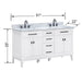 Madison 60 inch Single Vanity White in Carrara White Marble Dimension