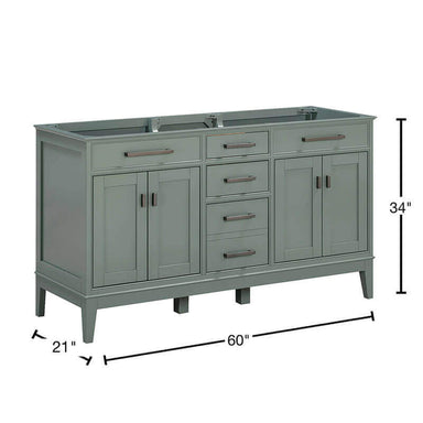 Madison 60 Single Vanity Smoke Green Cabinet Only Dimension
