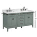 Madison 60 Single Vanity Smoke Green Carrara White Marble Dinmension