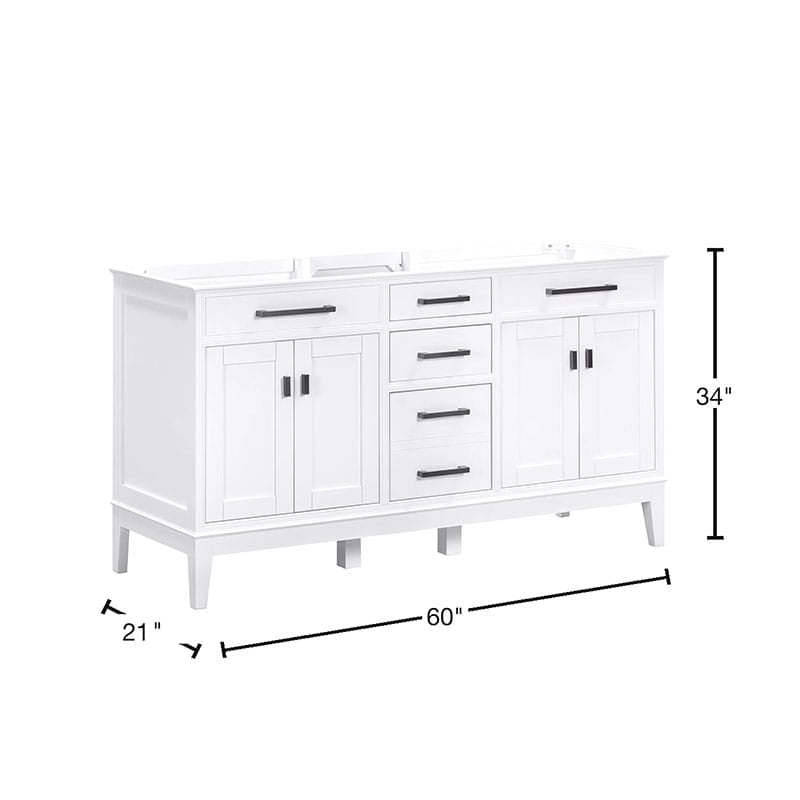 Madison 60 Single Vanity White Cabinet Only Dimension