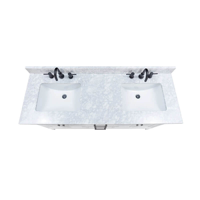 Madison 60 Single Vanity White in Carrara White Marble