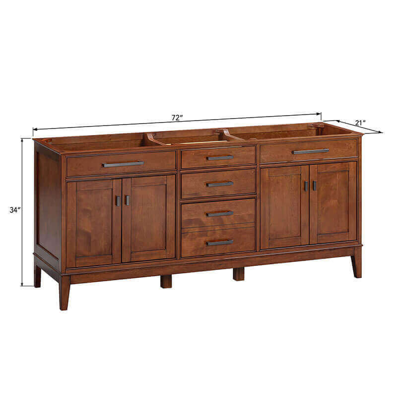 Madison 72 Double Vanity Tobacco Cabinet Only Dimension