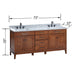 Madison 72 Double Vanity Tobacco in Carrara White Marble Dimension