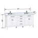 Madison 72 Double Vanity White in Carrara White Marble Dimension