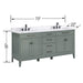 Madison 72 Double Vanity White Smoke Green in Cala White Engineered Stone Dimension